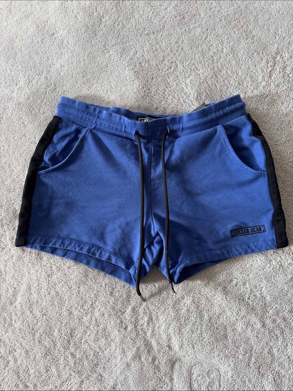 Locker Gear Blue Athletic Lounge Shorts Size Small‎ Cotton Blend Drawstring